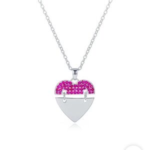 🆕Nordstrom pavé crystal heart necklace/plated silver/2 halves 🩷🩶